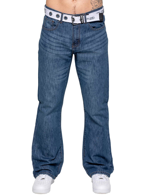 Noah Belted Bootcut Jeans - Blue