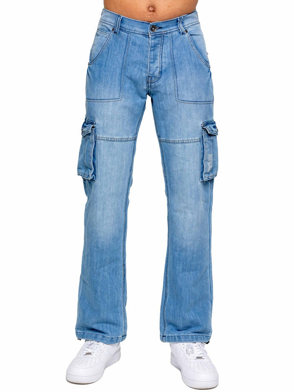 Ethan Cargo Combat Jeans - Light Blue