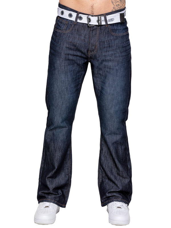 Noah Belted Bootcut Jeans - Dark Blue