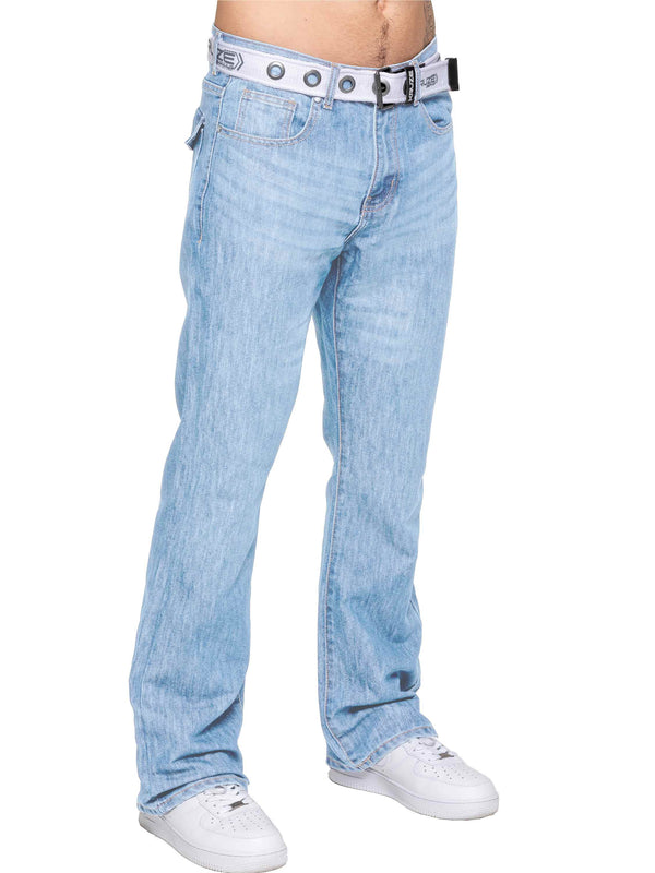 Noah Belted Bootcut Jeans - Light Blue