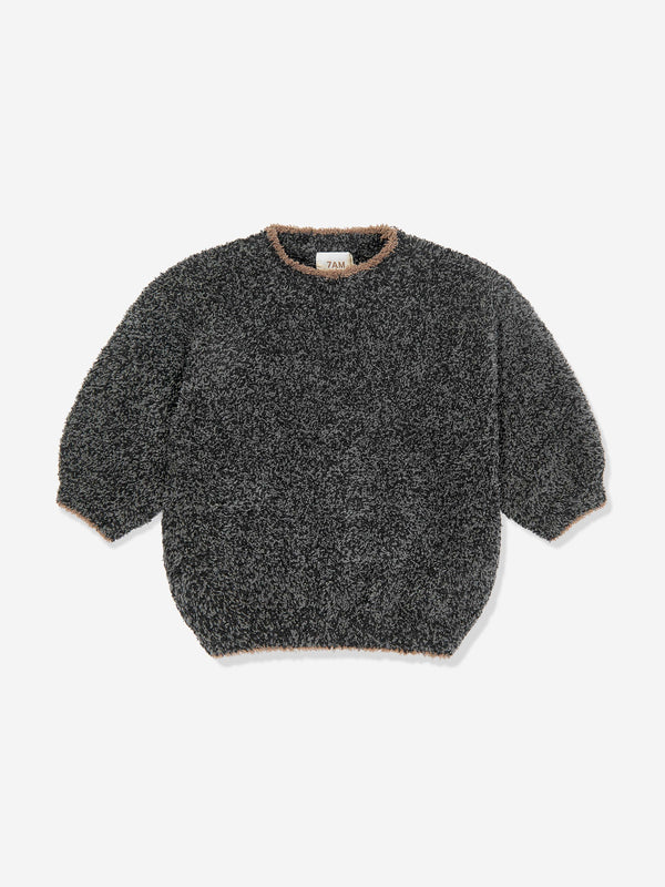 7AM Enfant Baby Fuzzy Boxy Sweater in Black