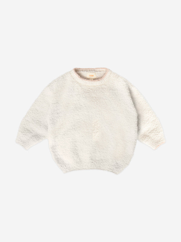 7AM Enfant Baby Fuzzy Boxy Sweater in Ivory