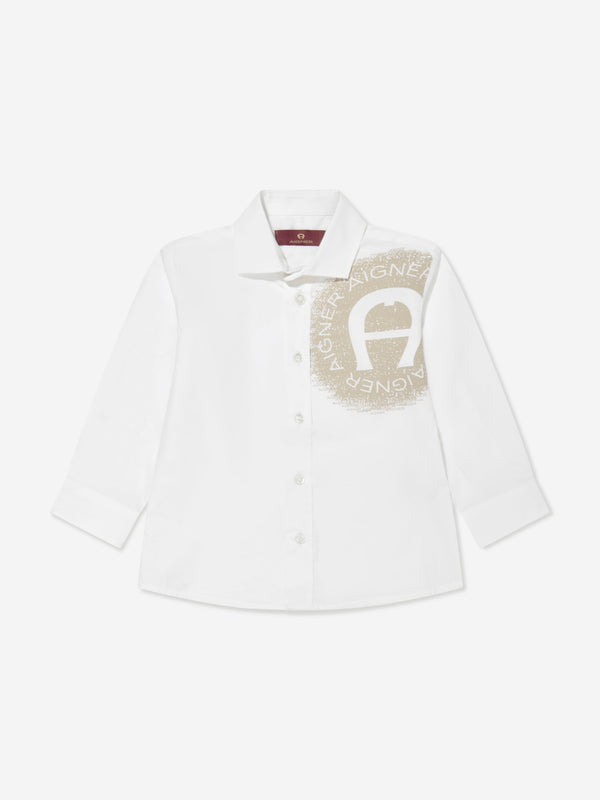 Aigner Boys Logo Print Shirt in White