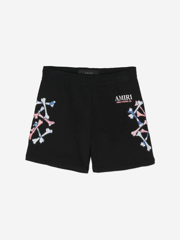 Amiri Kids Bandana Bone Stacksed Shorts in Black