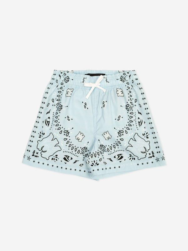 Amiri Boys Bandana Swim Trunks in Blue