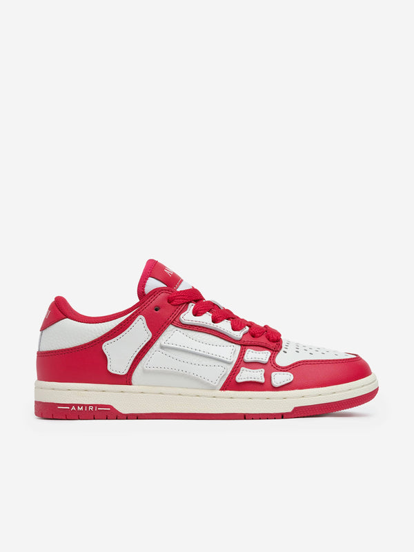 Kids Leather Skel Top Low Trainers in Red