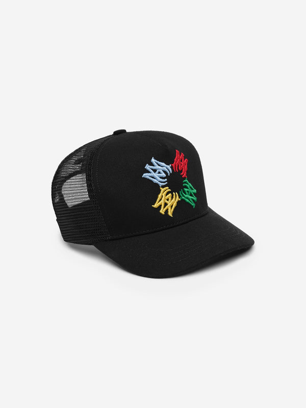 Kids Scribble MA Quad Trucker Cap in Black