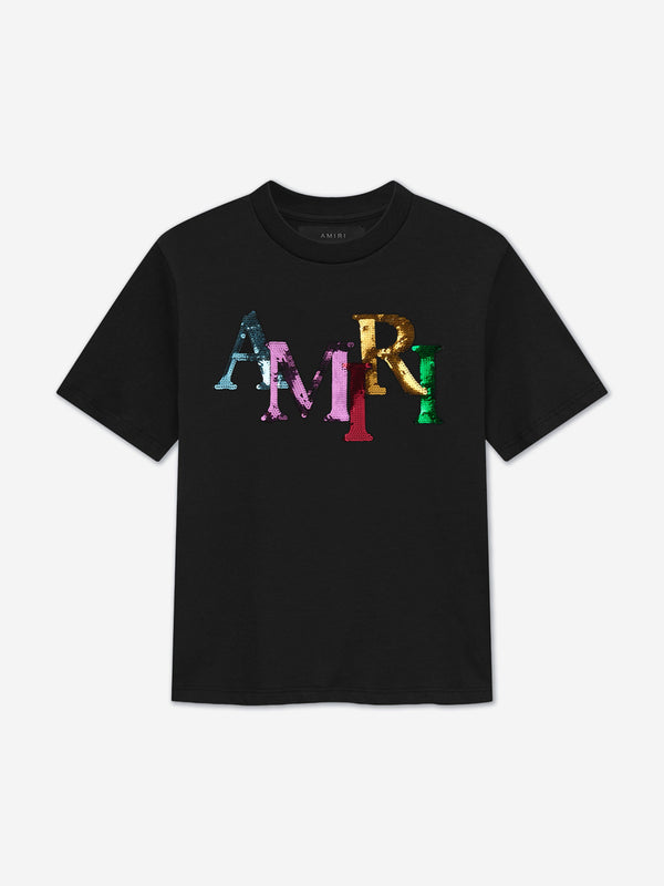 Kids Staggered Sequin T-Shirt in Black