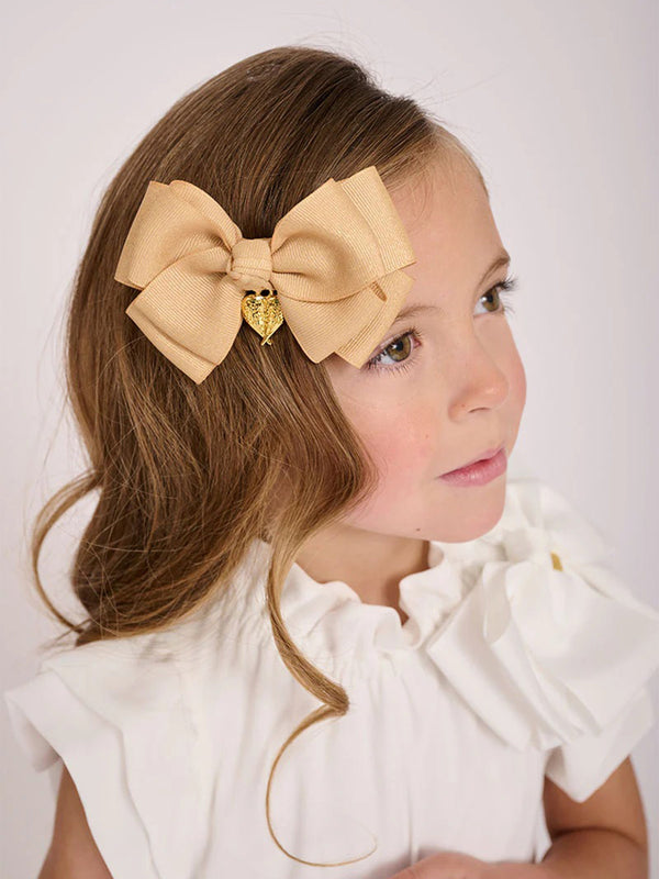 Angels Face Girls Metallic Bog Bow Hair Clip in Gold