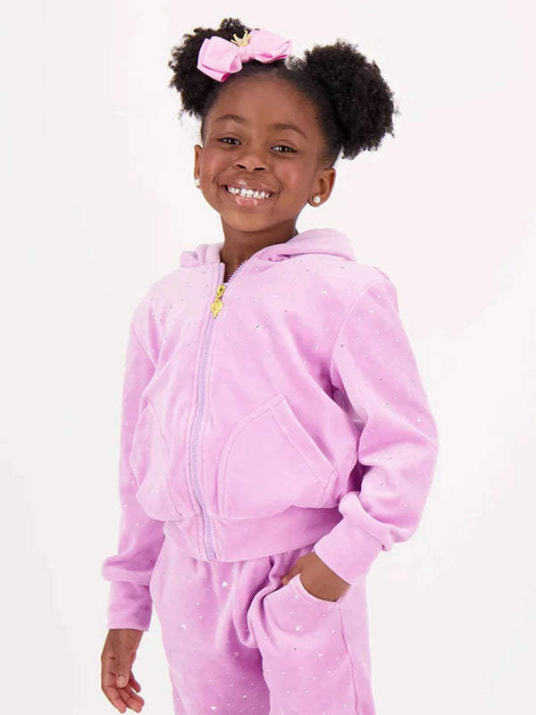 Angels Face Girls Bijou Crystal Velour Zip Up in Pink