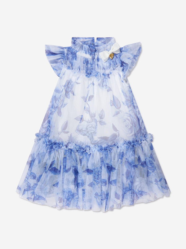 Angels Face Girls Marigold Tulle Flower Dress in White