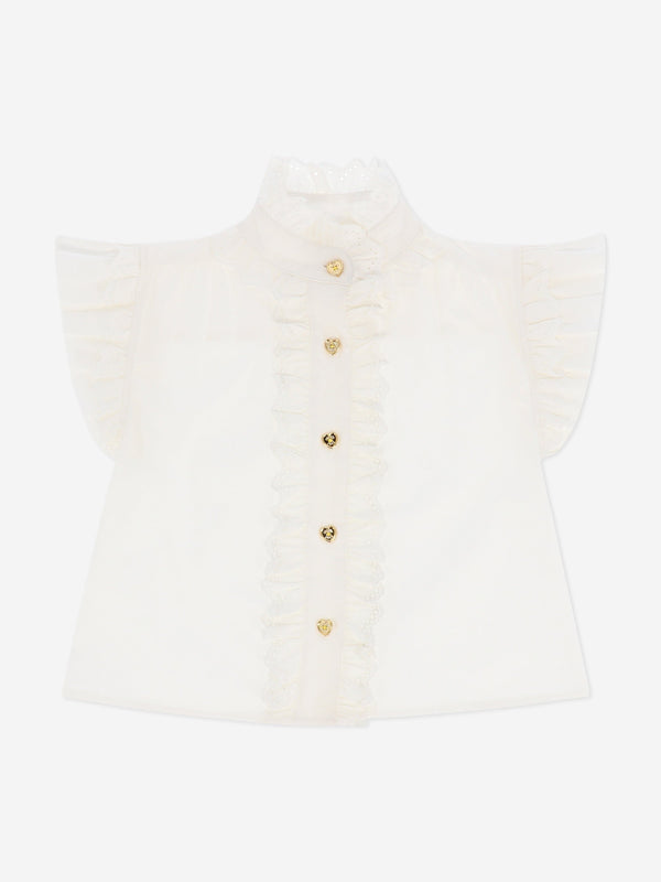 Angels Face Girls Neo Frill Blouse in White