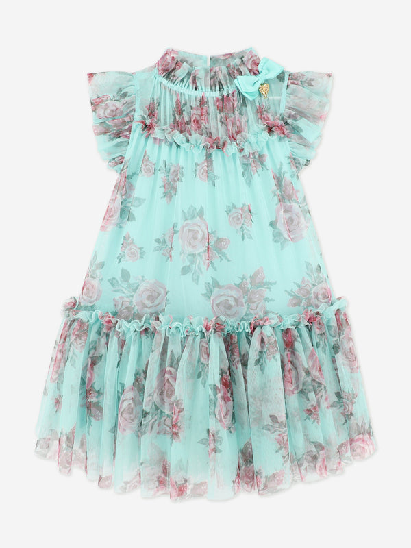 Girls Marigold Roses Dress in Blue