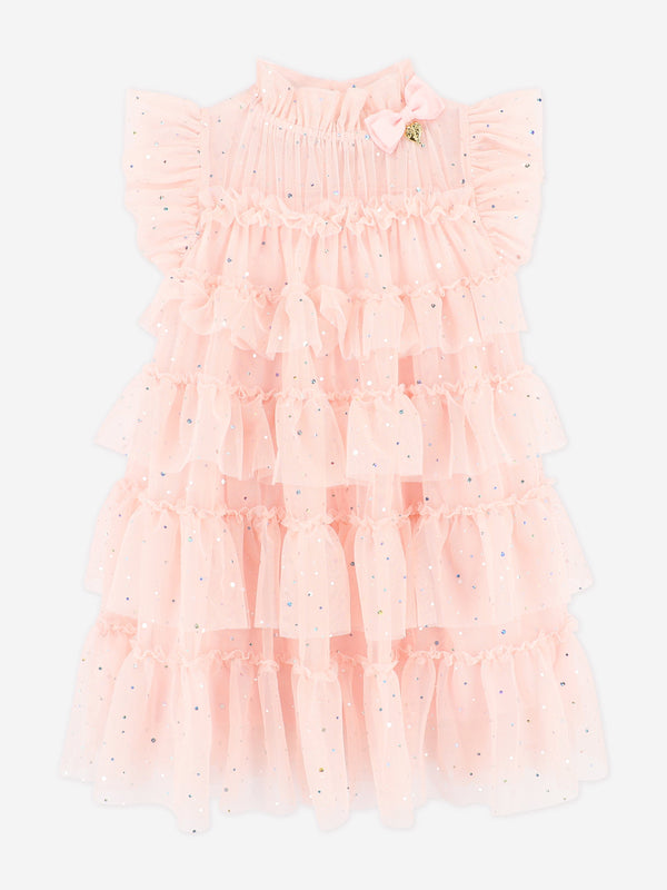 Girls Mitzi Sparkle Tiered Dress in Pink