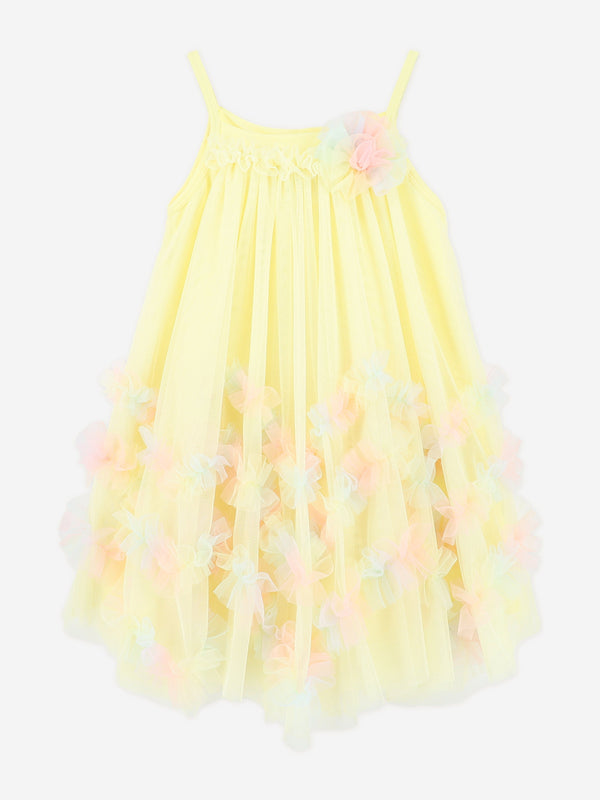 Girls Zigzag Tulle Dress in Yellow