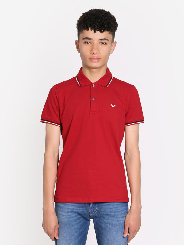 Emporio Armani Boys Logo Polo Shirt in Red