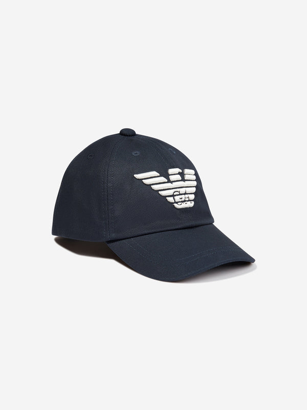 Emporio Armani Kids Logo Baseball Cap in Navy