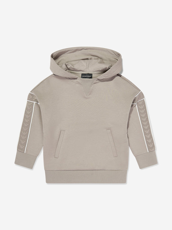 Emporio Armani Boys Logo Hoodie in Brown