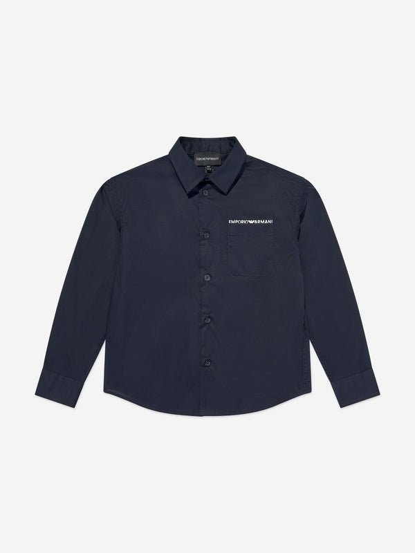 Emporio Armani Boys Logo Shirt in Navy