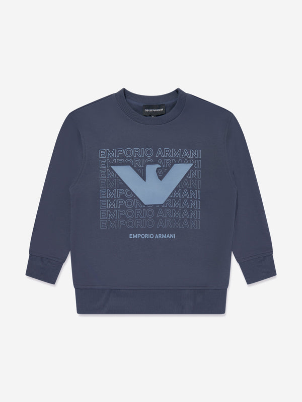 Emporio Armani Boys Logo Sweatshirt in Blue