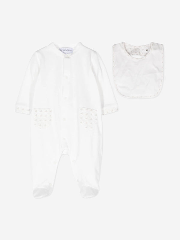 Emporio Armani Baby Logo Babygrow Gift Set in White