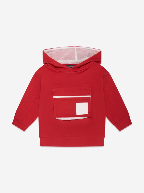 Emporio Armani Boys Front Pocket Hoodie In Red