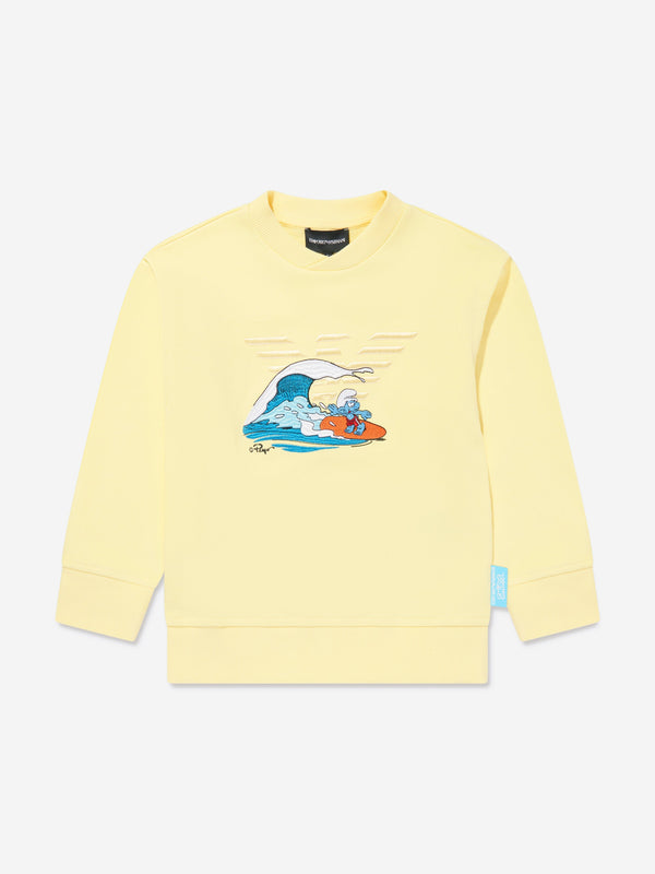 Emporio Armani Boys Smurf Surf Sweatshirt in Yellow