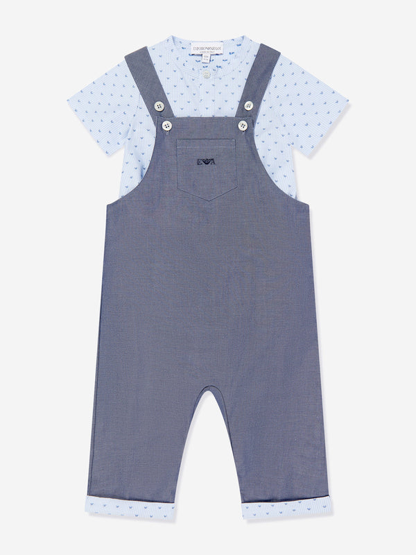 Emporio Armani Baby Boys Dungarees Romper in Blue