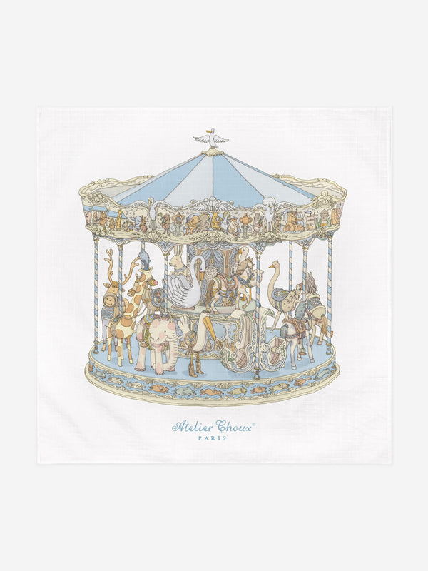 Atelier Choux Baby Boys Carousel Swaddle in Blue