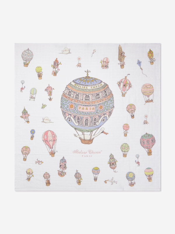 Atelier Choux Baby Hot Air Balloons Swaddle in White