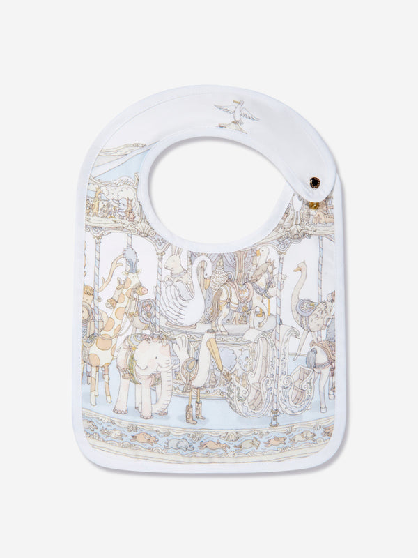 Atelier Choux Baby Boys Carousel Satin Bib in Blue