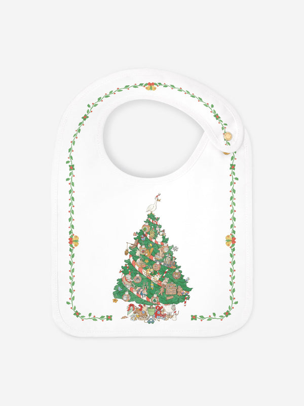 Atelier Choux Baby Christmas Eve Satin Bib in White