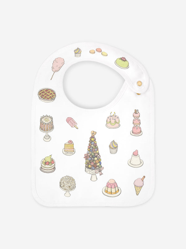 Atelier Choux Baby Sweetie Pie Satin Bib in White