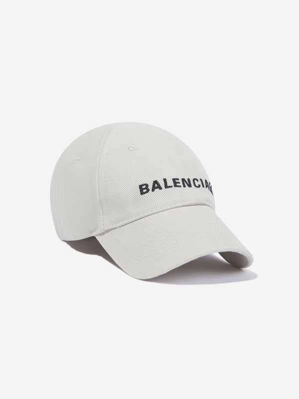 Balenciaga Kids Logo Cap in Ivory