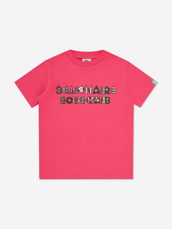 Billionaire Boys Club Kids Robot Text T-Shirt in Pink