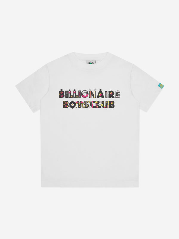 Billionaire Boys Club Kids Robot Text T-Shirt in White