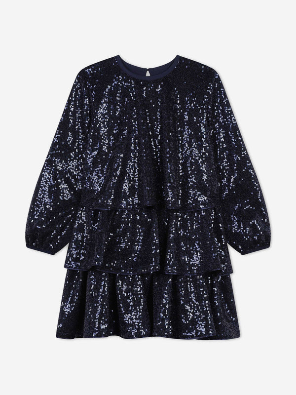 Billieblush Girls Sequin Occasion Dress in Blue