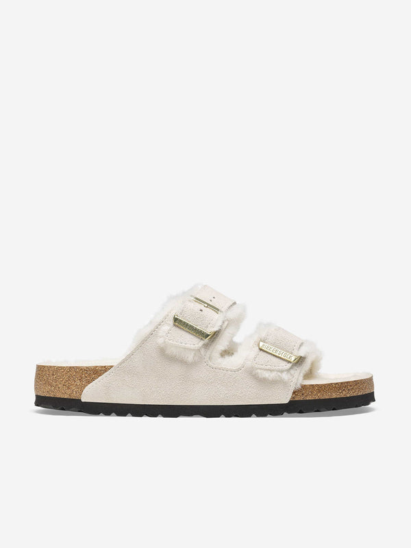 BIRKENSTOCK Kids Arizona Shearling Suede Sandals in White