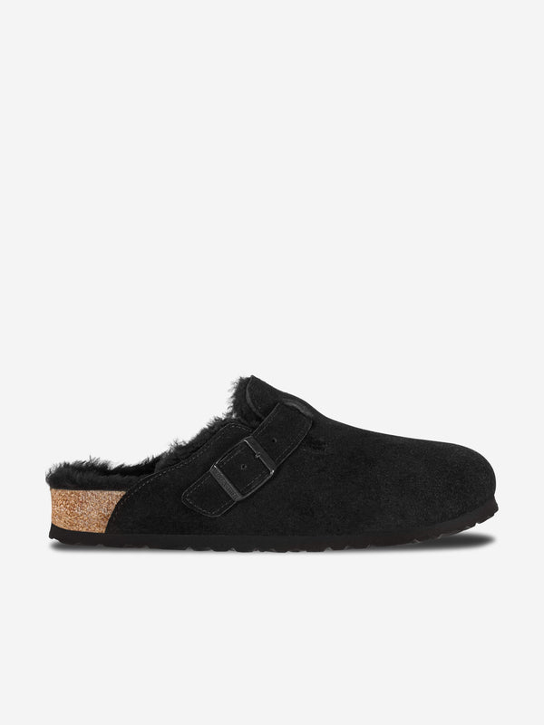 Stylish Black Shearling Suede Clogs for Boys by BIRKENSTOCK - Boston Collection