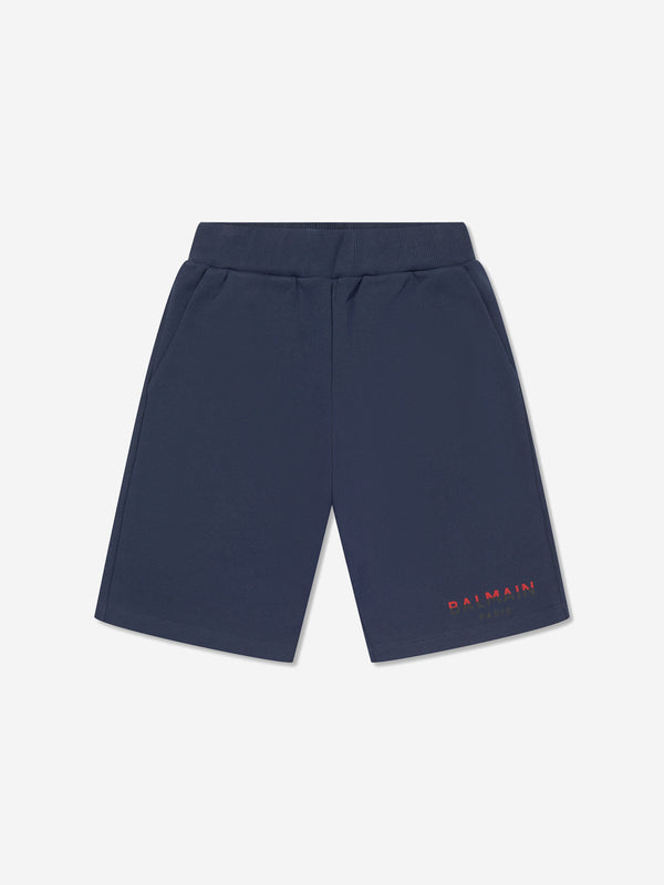 Balmain Boys Logo Jersey Shorts in Blue