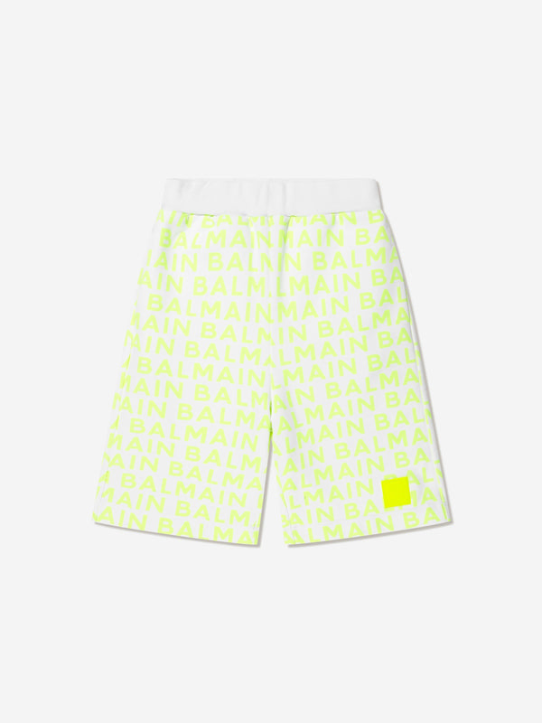 Balmain Boys Logo Jersey Shorts in White