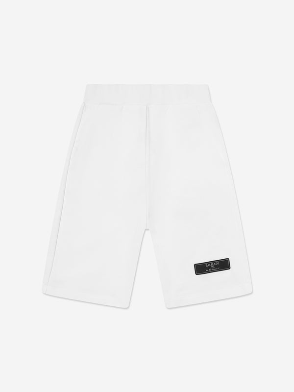 Balmain Kids Logo Jersey Shorts in White