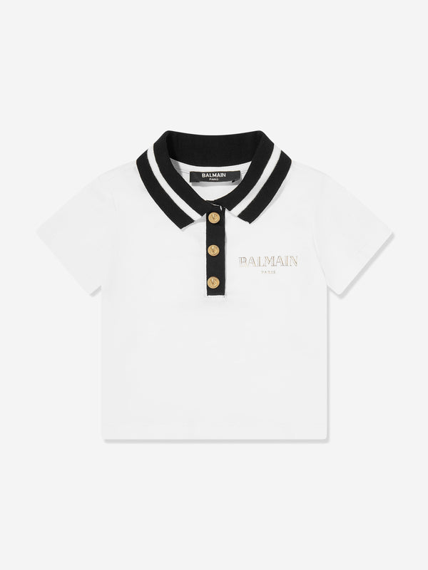 Balmain Baby Boys Polo Shirt in White