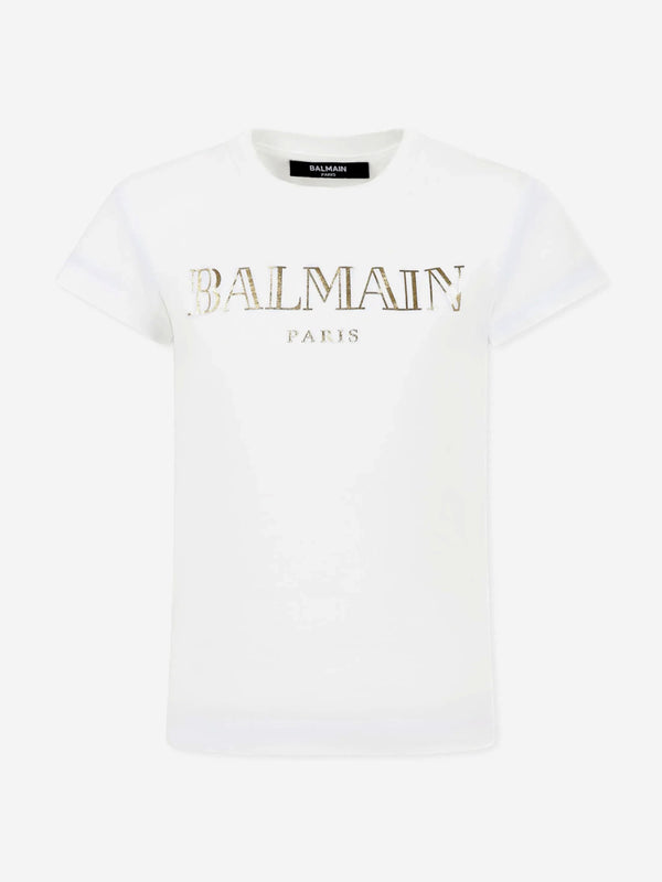 Balmain Girls Logo T-Shirt in White