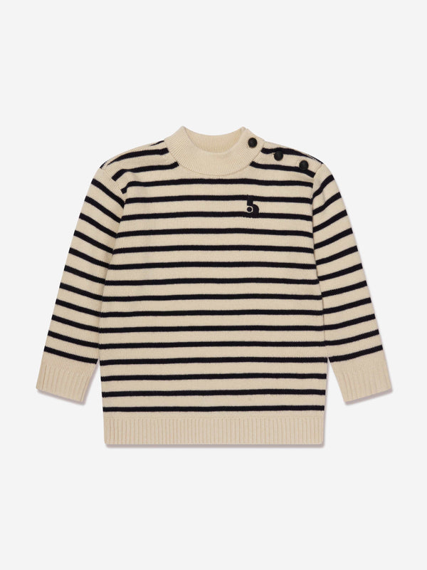 Bonpoint Boys Dantes Knitted Striped Jumper in Ivory