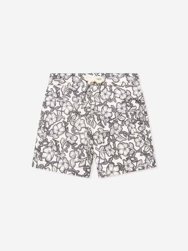 Bonpoint Boys Floral Swim Shorts in Black