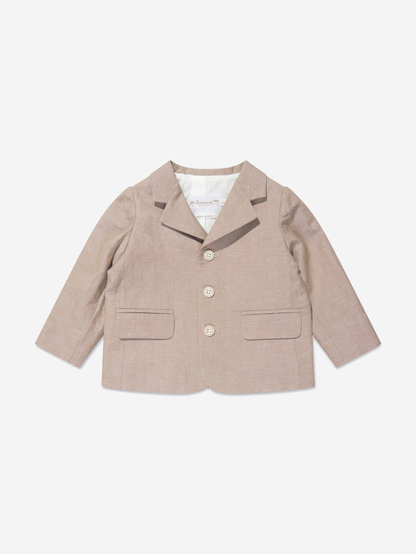 Bonpoint Baby Boys Linen Leopold Blazer in Brown