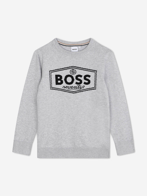 BOSS Boys Logo Jumper in Grey