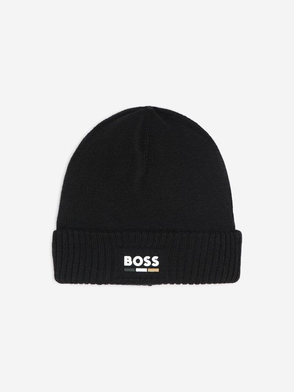 BOSS Boys Knitted Beanie Hat in Black