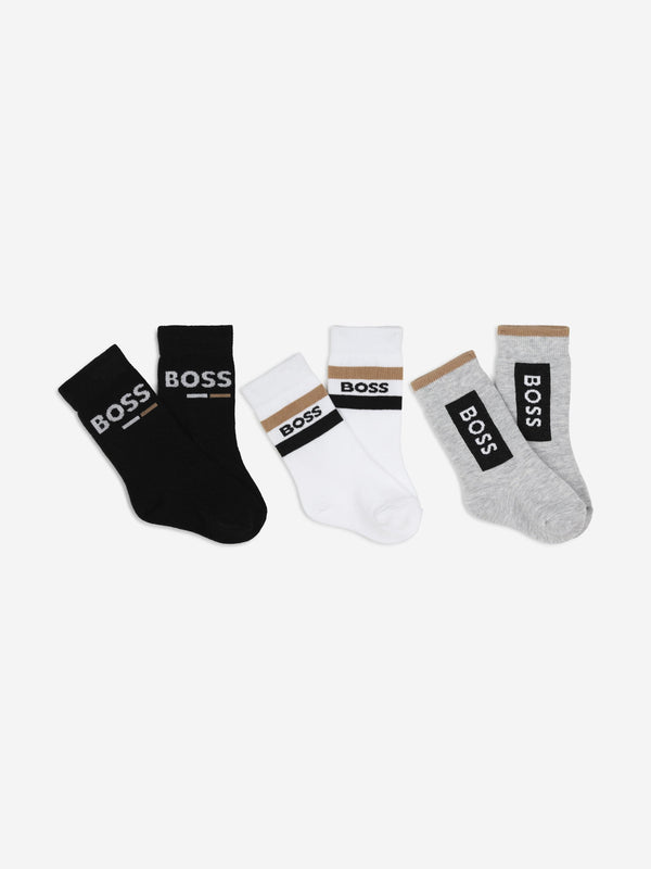 BOSS Boys 3 Pairs Socks Set in Black